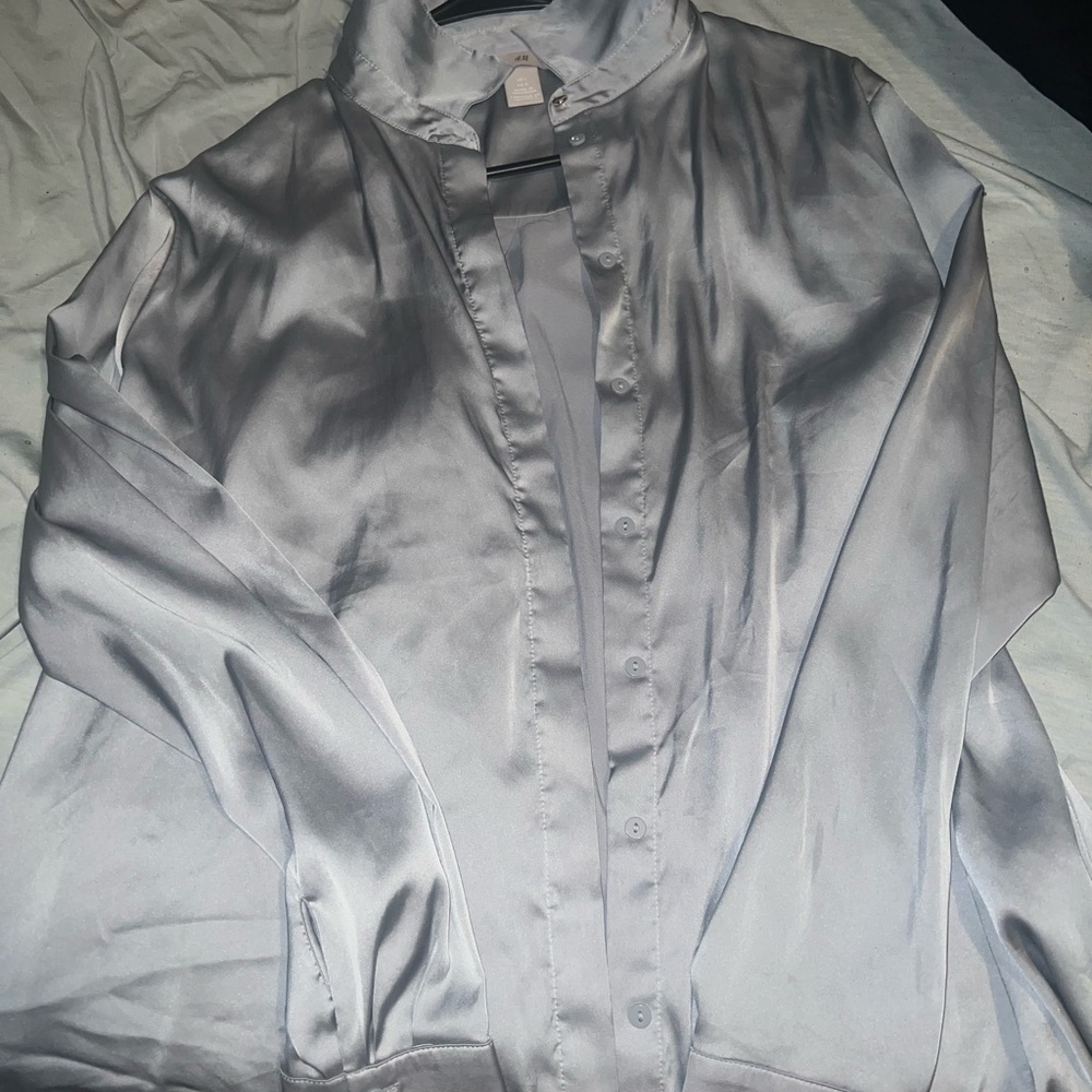 Silver Silk Button down